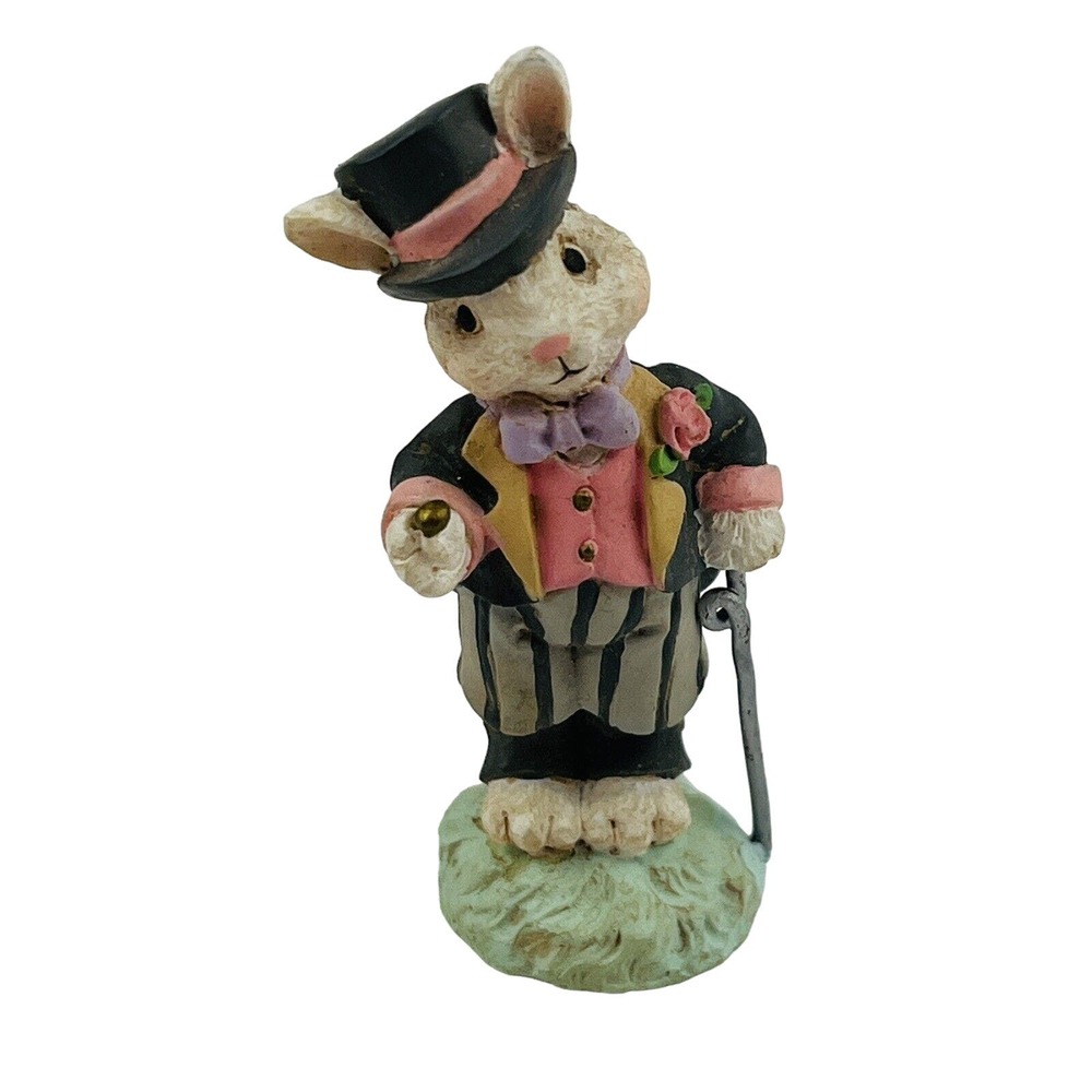 Cottontail Lane Groom Bunny Figurine Resin Tux Ring Top Hat Midwest Cannon Falls